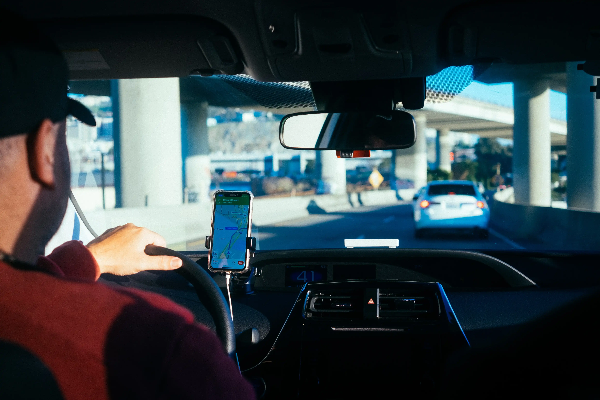 man driving to deliver food